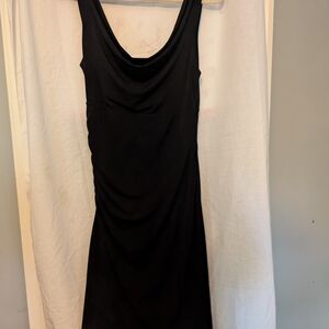 White House Black Market Ruched Elegant Black Sleeveless Dress, Size 6
